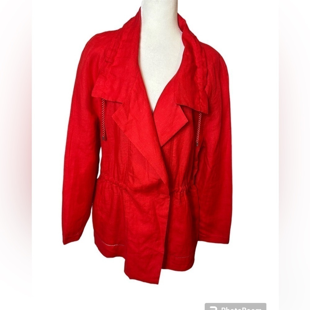 Escada Sport 100% Linen Red Jacket Coat Size EU 42 Large - Picture 2 of 16